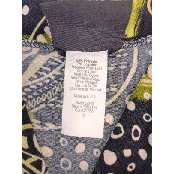 JKLA- Sleeveless Tank Stretch Light Faux Wrap collar-Lime Green-Black-Cream - Picture 10 of 16